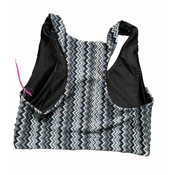 TEREZ NWT Women’s‎ Size L Striped Black Grey Sports Bra - Picture 3 of 4